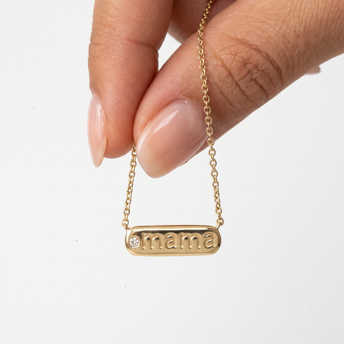 Amulet 5Mm Letter Mama Necklace in 14K Yellow Gold