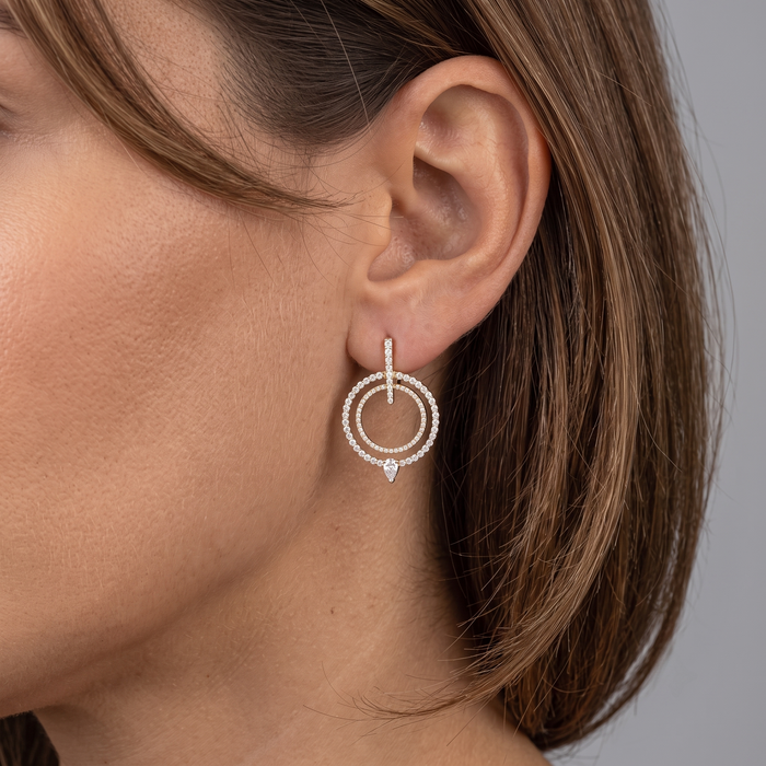 Diamond Serenity Halo Drop Earrings in 14K Yellow Gold