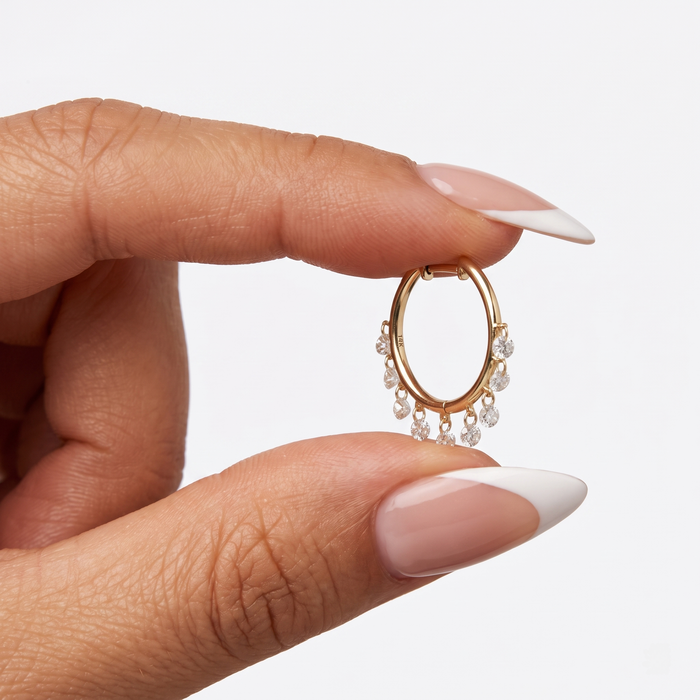 Pear Drop Diamond Huggie Hoop Earrings in 14K Yellow Gold