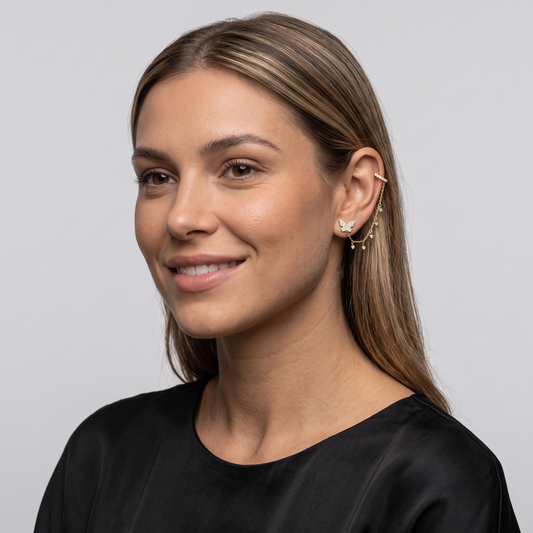 Baguette Edge Diamond Earrings in 14K Yellow Gold