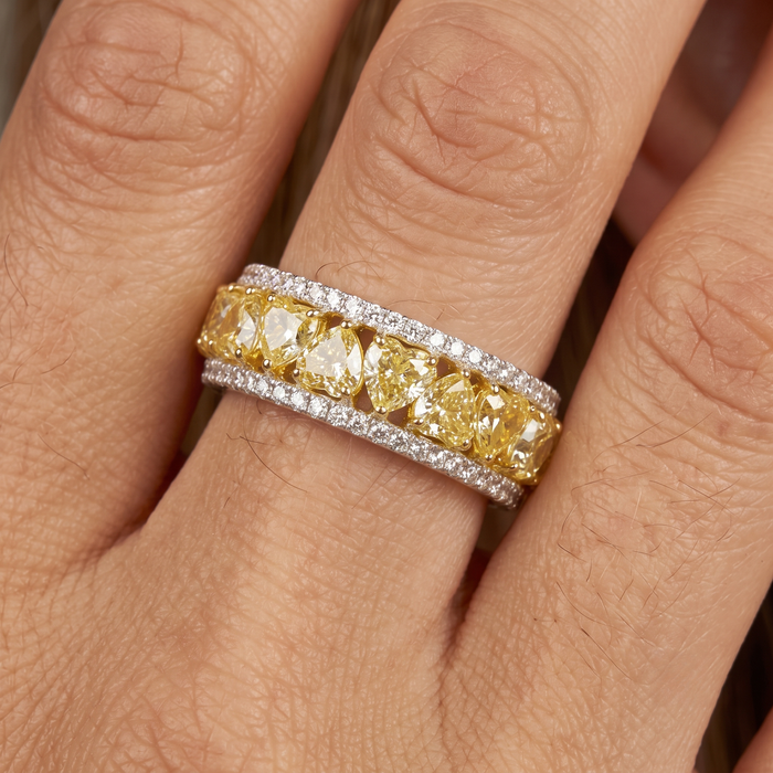 Canary 14K Yellow Gold Diamond Double Row Eternity Band Ring