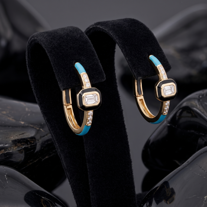 Orbit Diamond Drop Danglers Earrings in 14K Yellow Gold