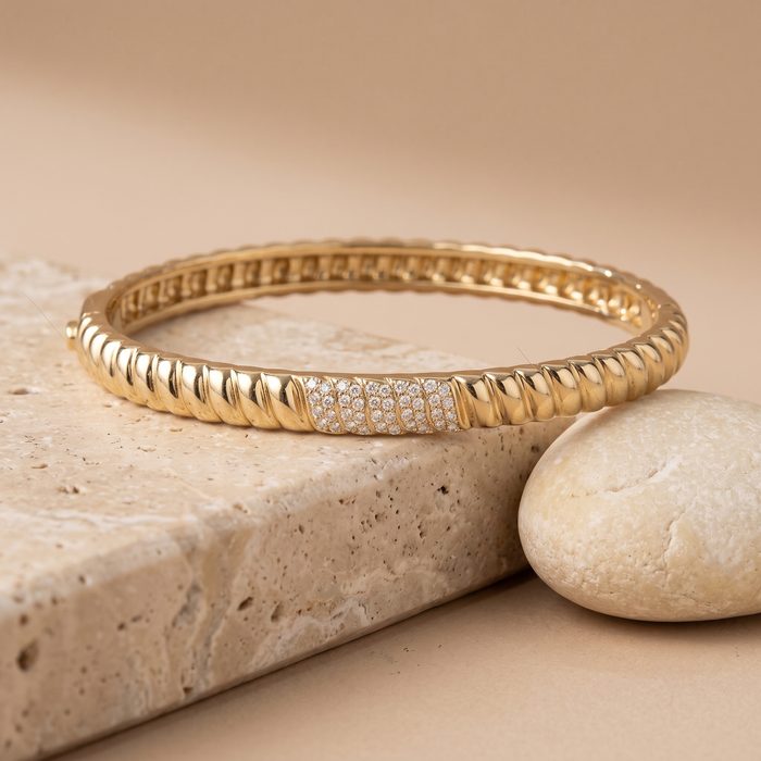 Gilded Radiance Diamond Bangle Bracelet in 14K Yellow Gold