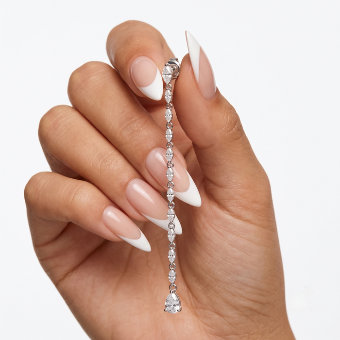 Pear Shape Diamond Drop Earrings in 14K White Gold