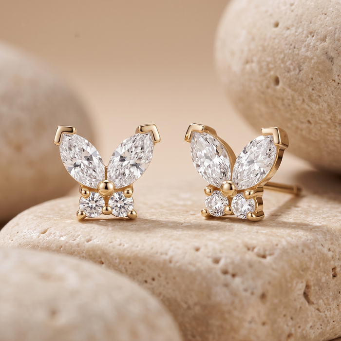 Golden Age Diamond Stud Earrings in 14K Yellow Gold