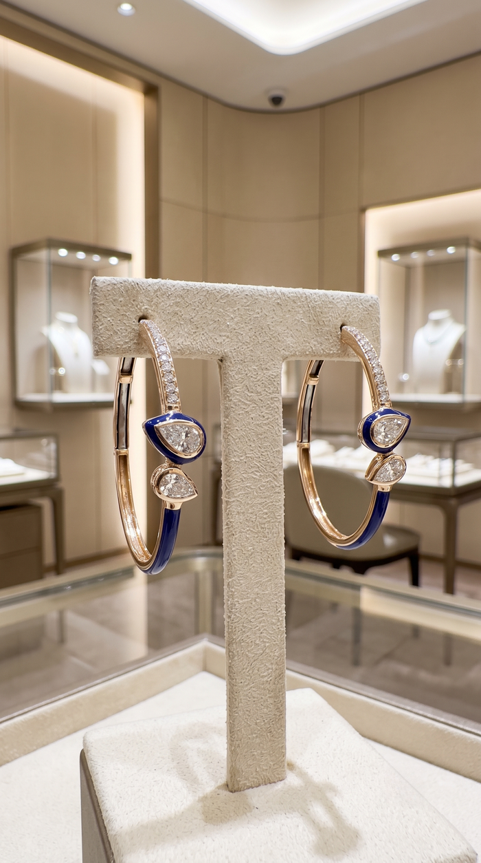 Timeless Pear Shape Diamond Hoop Earrings in 14K Yellow Gold