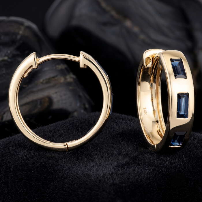 Eternal Gemstone Huggies Earrings in 14K Yellow Gold