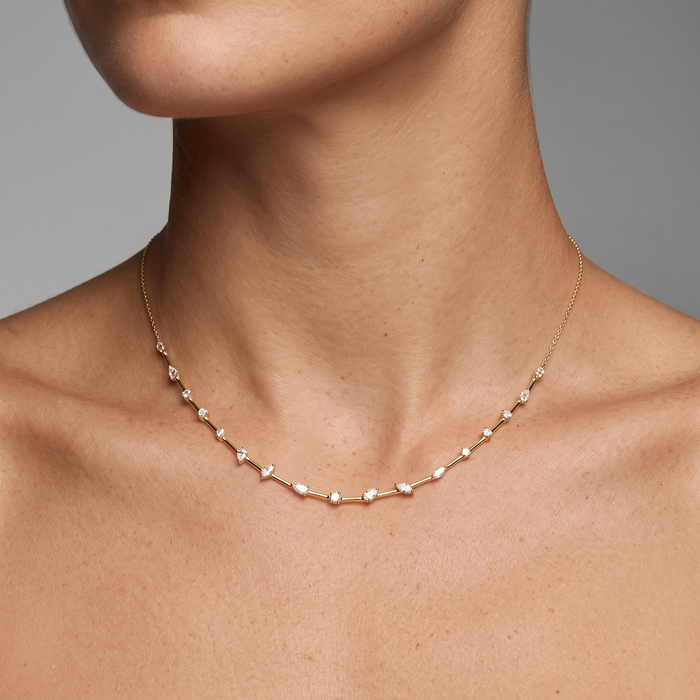 Diamond Aura Station Necklace in 14K Yellow Gold
