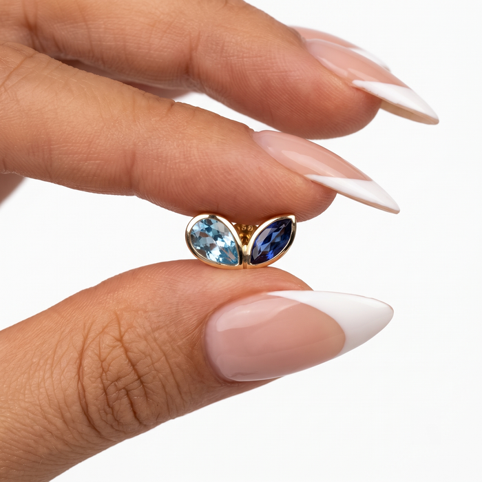 Authentic Topaz Diamond Stud Earrings in 14K Yellow Gold