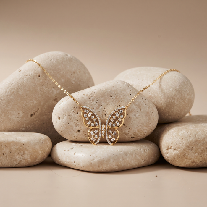Kyanite Diamond Pendant Necklace in 14K Yellow Gold
