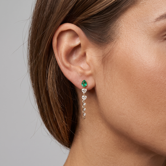 Grace Sapphire 14K (or 18k upon request) Yellow Gold Diamond Drop Earrings