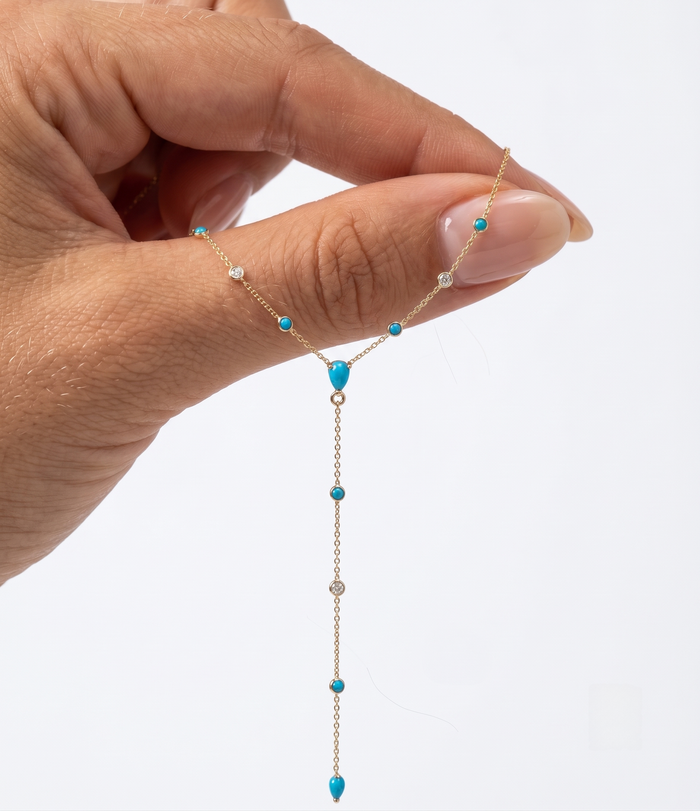 Diamond Harmony Lariat Necklace in 14K Yellow Gold