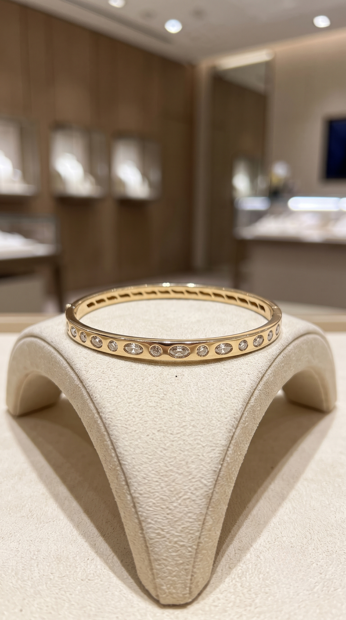 Vintage Modern Diamond Bracelet in 14K Yellow Gold