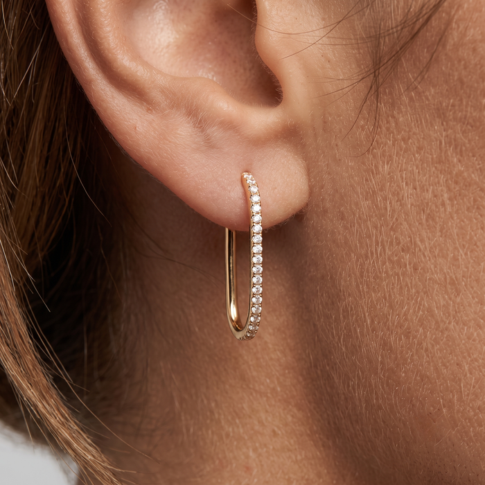 Curve Diamond 14K (or 18k upon request) Yellow Gold Drop Earrings