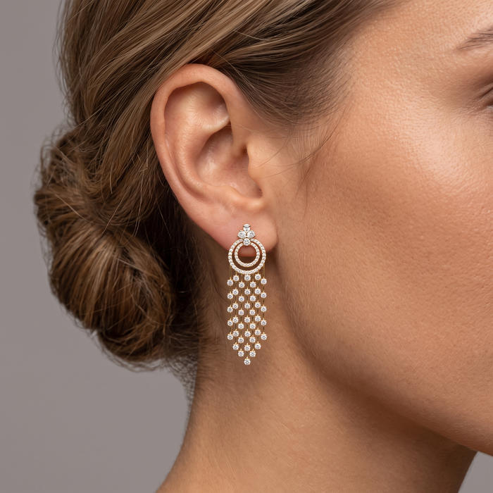Circle of Life Chandelier Earrings in 18K Gold