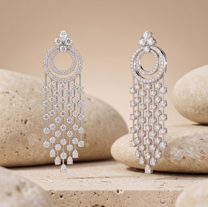 Circle of Life Chandelier Earrings in 18K Gold