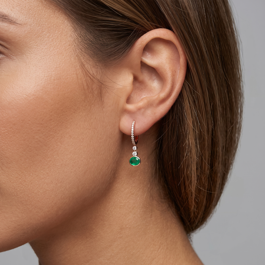 Charming Gemstone 14K (or 18k upon request) Yellow Gold Diamond Drop Earrings