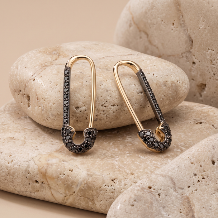 Vintage Clip Hoops Diamond Earrings in 14K Yellow Gold