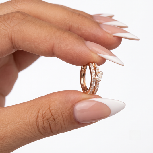 Marquise Cut Split Huggie Earrings in 14K Yellow Gold