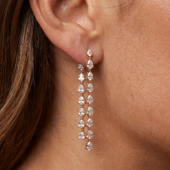 Pear Shape Diamond Hoop Earrings in 14K Yellow Gold