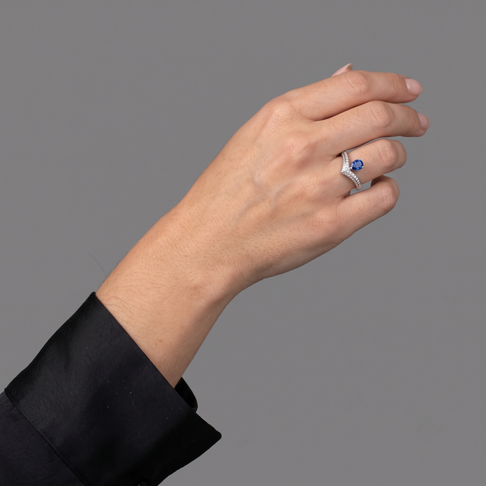 Oval Blue Sapphire 14K Diamond Accent Ring