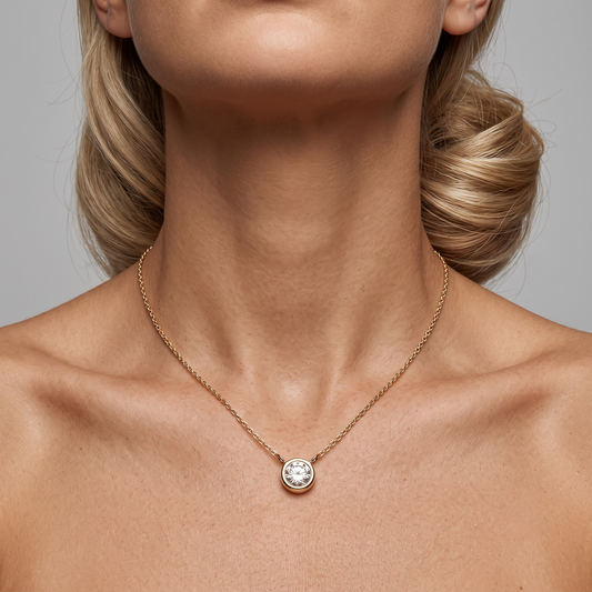 Diamond Taurus Zodiac Necklace in 14K Yellow Gold