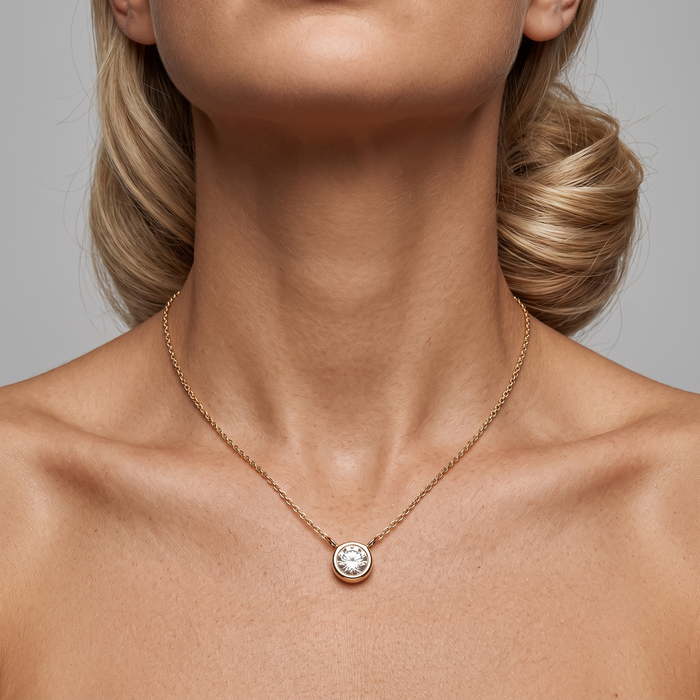 Diamond Taurus Zodiac Necklace in 14K Yellow Gold