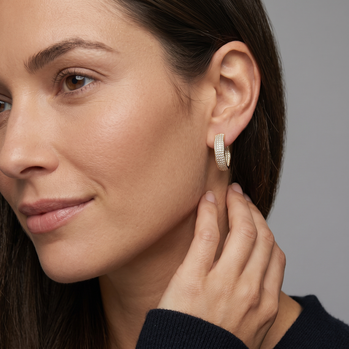 Eternal Diamond Hoop Earrings in 14K Yellow Gold