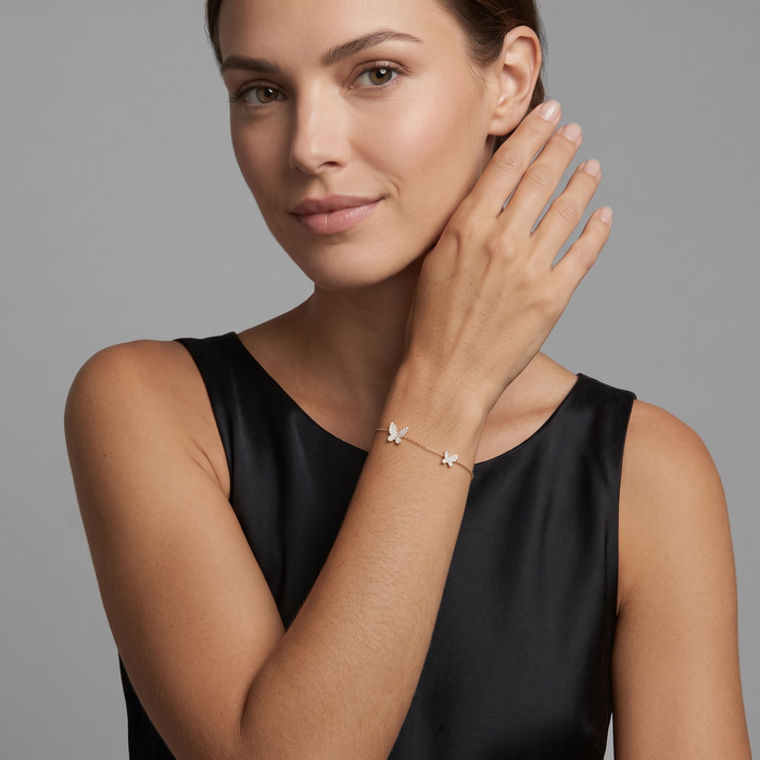 Butterfly Dreams Diamond Chain Bracelet in 14K Gold