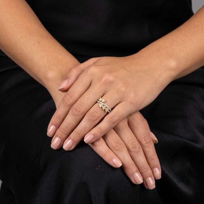 Golden Bloom Dual Band Diamond Ring in 14K Yellow Gold