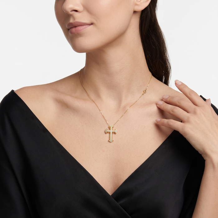 Diamond Charm Christian Pendant Necklace in 14K Yellow Gold