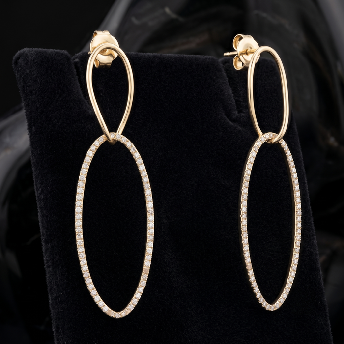 Charm Diamond Halo Drops Earrings in 14K Yellow Gold