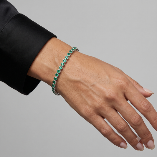 Elegant 14K Emerald & White Gold Bracelet