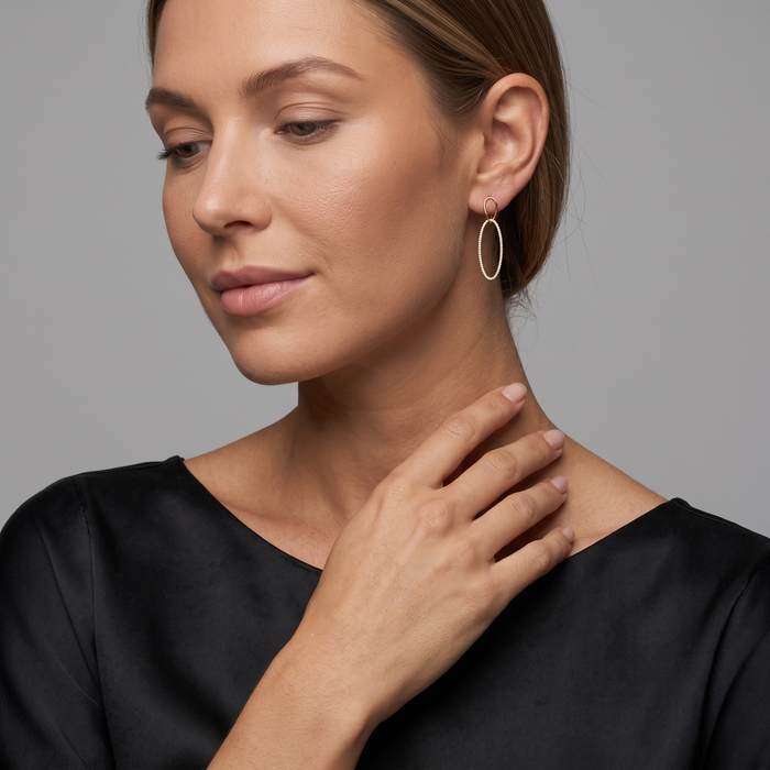 Charm Diamond Halo Drops Earrings in 14K Yellow Gold