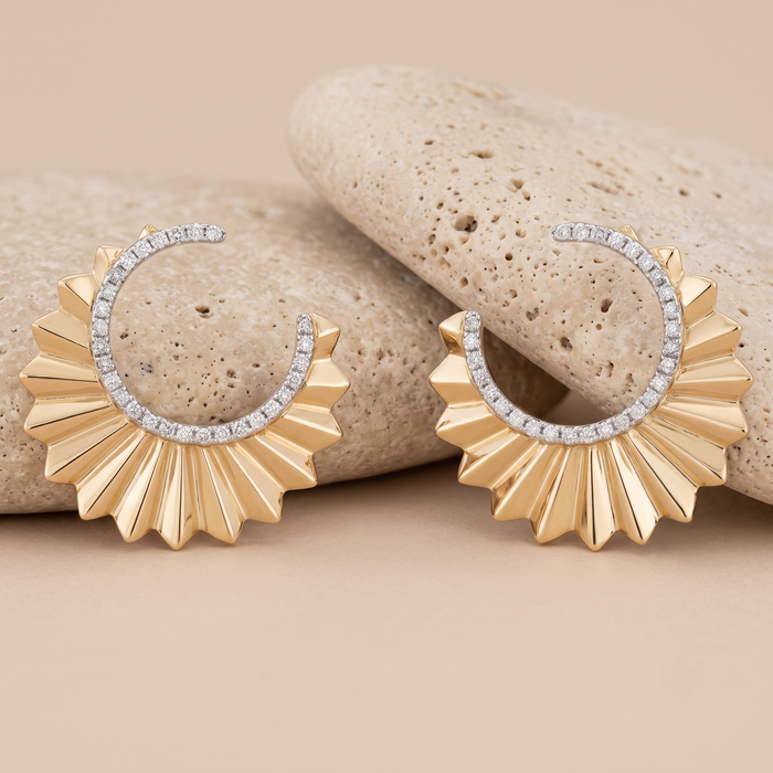Emerald Heart Charm Hoop Earrings in 14K Yellow Gold