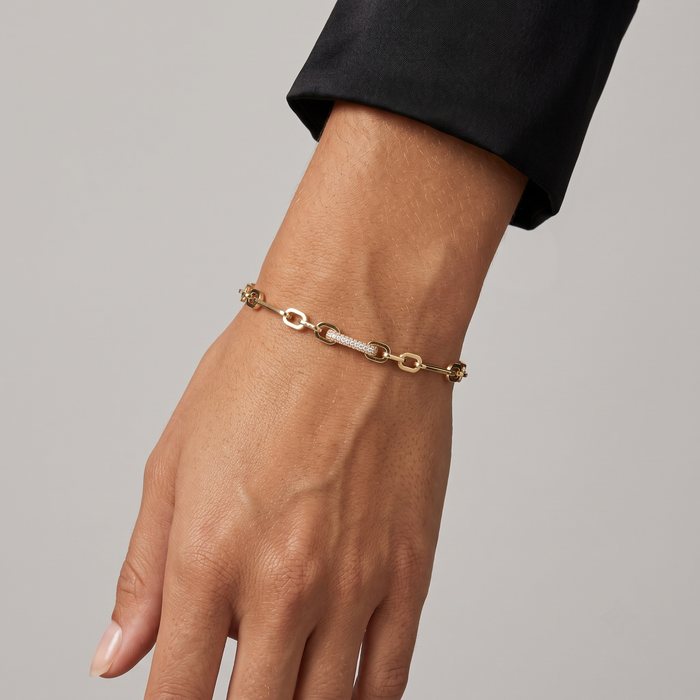 Diamond Link 14K Yellow Gold Chain Bracelet
