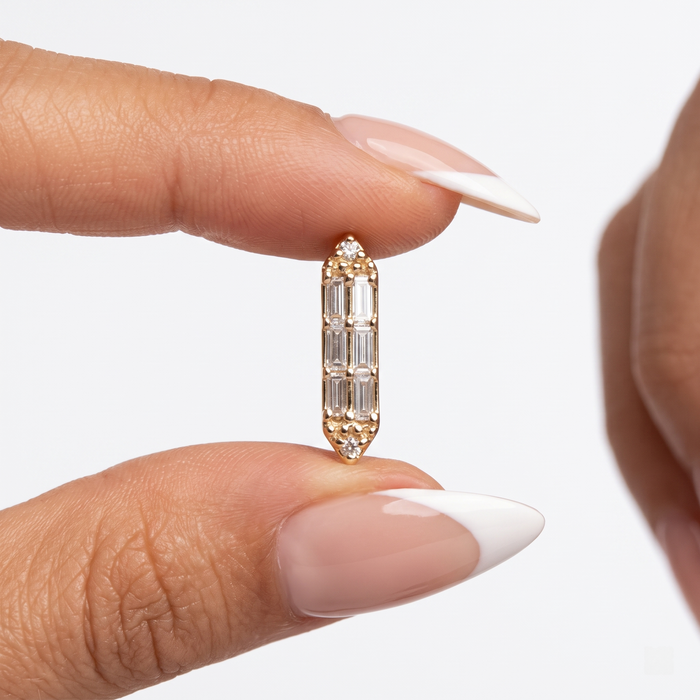 Baguette Tapered Diamond Stud Earrings in 14K Yellow Gold