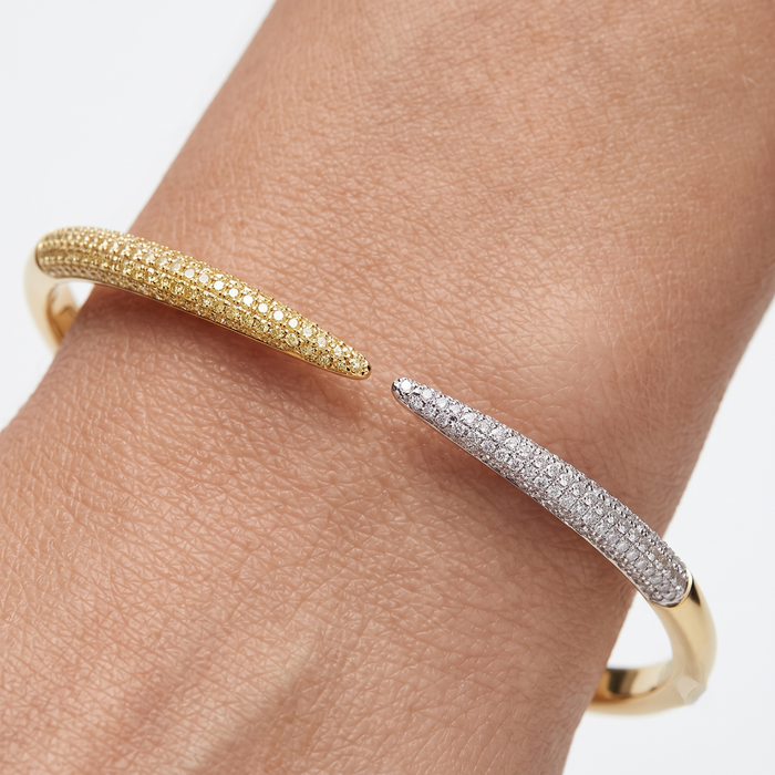 Dual Radiance Open Pave Bracelet in 14K Yellow Gold