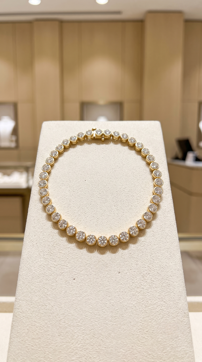 Round Diamond Tennis Bracelet in 14K Yellow Gold