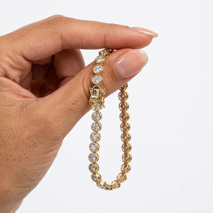 Vintage Infinity 14K (or 18k upon request) Yellow Gold Bangle Diamond Bracelet