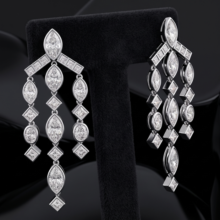 Marquise Chandellier 18K White Diamond Earrings