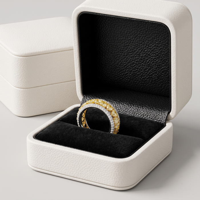 Canary 14K Yellow Gold Diamond Double Row Eternity Band Ring