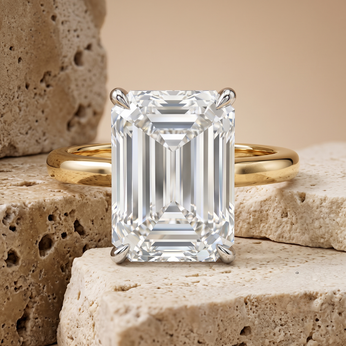Emerald Cut Solitaire Diamond Ring in 18K Yellow Gold