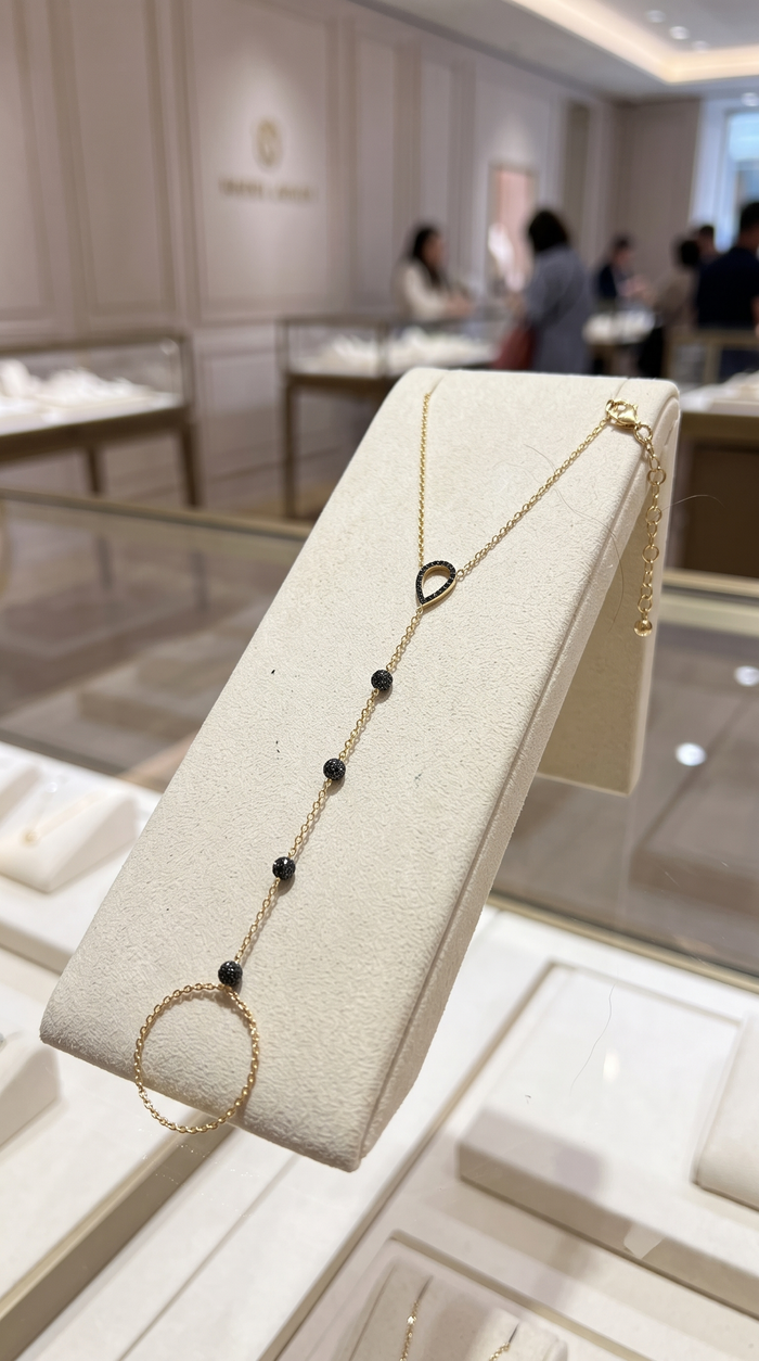 Midnight Mirage Hand Chain Bracelet in 14K Yellow Gold