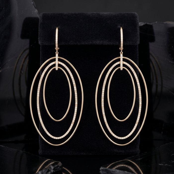 Echo Diamond Halo Drop Earrings in 14K Yellow Gold