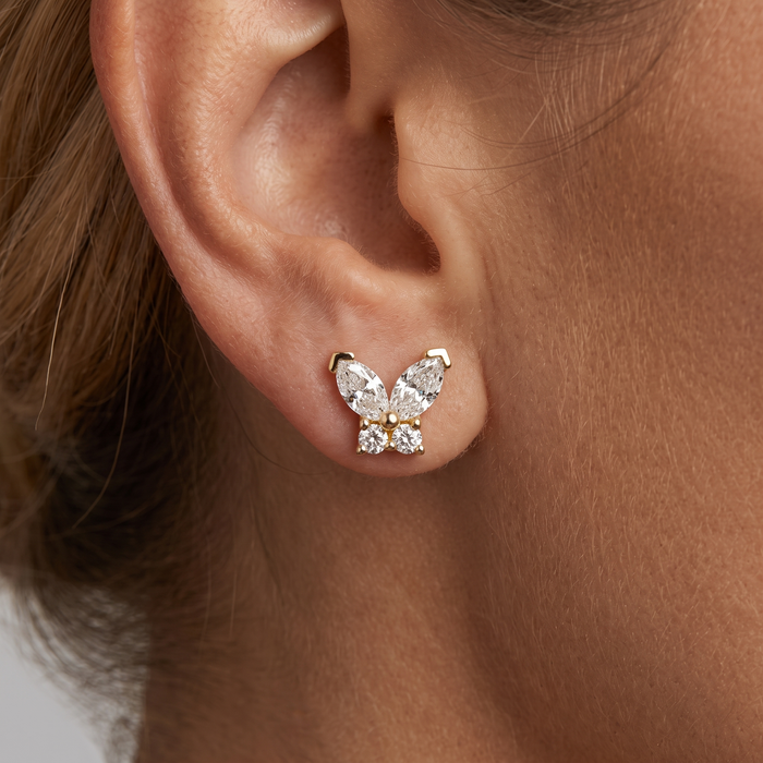 Golden Age Diamond Stud Earrings in 14K Yellow Gold