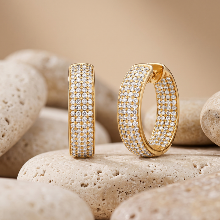Eternal Diamond Hoop Earrings in 14K Yellow Gold