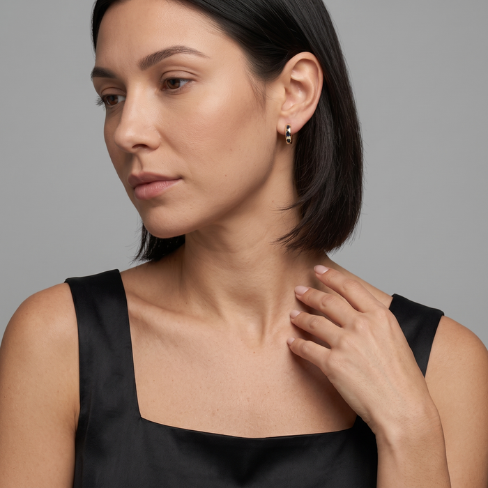 Eternal Gemstone Huggies Earrings in 14K Yellow Gold
