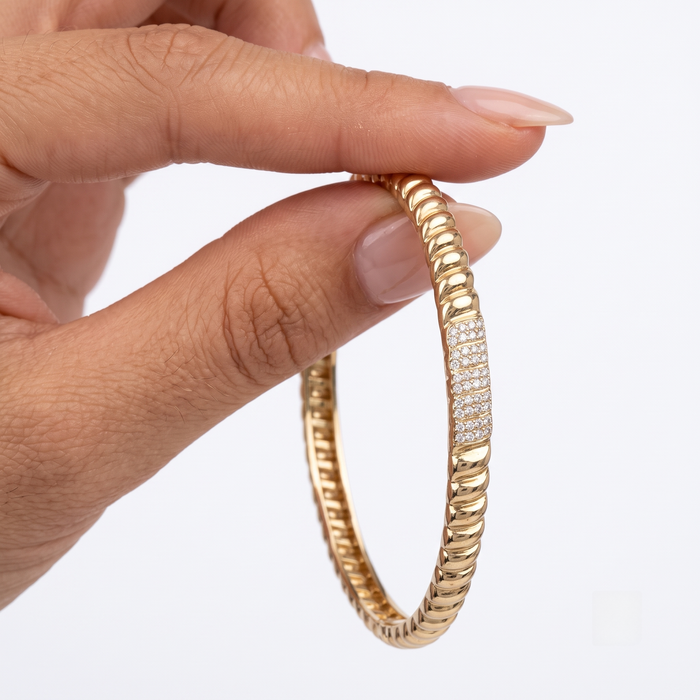 Gilded Radiance Diamond Bangle Bracelet in 14K Yellow Gold