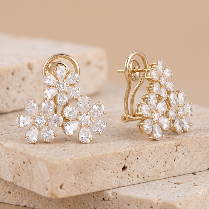 Fancy Opulence Diamond Stud Earrings in 14K Yellow Gold